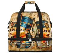 Entemne Large Travel Bag for Women Men Egyptian Pharaohs Ancient Foldable Duffle Holdall Bag with Shoe Compartment Lightweight Carry on Luggage Tote Overnight Weekender Duffels