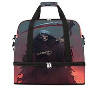 Entemne Large Travel Bag for Women Men Halloween Death Foldable Duffle Holdall Bag with Shoe Compartment Lightweight Carry on Luggage Tote Overnight Weekender Duffels