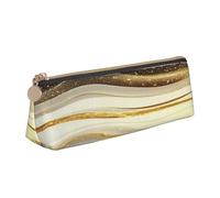 Entemne Leather Pencil Case Abstract Golden Lines Waves Marble Waterproof Pencil Bag for Girls Boys Kids Stationery Organiser Small School Supply Bag for School Office Organiser Bag