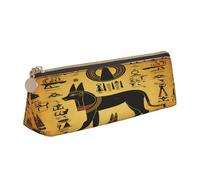 Entemne Leather Pencil Case Ancient Egypt Murals Anubis Hieroglyph Waterproof Pencil Bag for Girls Boys Kids Stationery Organiser Small School Supply Bag for School Office Organiser Bag