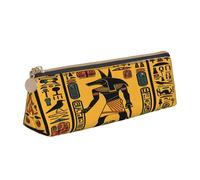 Entemne Leather Pencil Case Egyptian Hieroglyphs Anubis Waterproof Pencil Bag for Girls Boys Kids Stationery Organiser Small School Supply Bag for School Office Organiser Bag