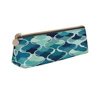 Entemne Leather Pencil Case Quatrefoil Wave Geometric Pattern Waterproof Pencil Bag for Girls Boys Kids Stationery Organiser Small School Supply Bag for School Office Organiser Bag