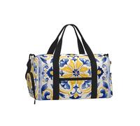 Entemne Mexican Ethnic Flowers Pattern Sports Gym Bag with Shoe Compartment Women Men Travel Bag Lightweight Water-Resistant Weekend Overnight Carry On Luggage