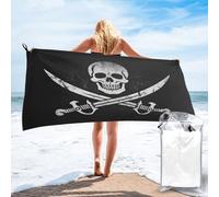 Entemne Microfiber Beach Towel Gothic Skull Sabre Quick Dry Absorbent Large Bath Towel For Holiday Travel Swimming Gym Yoga Lightweight Shower Towels With Carry Bag, 80x160cm