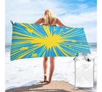 Entemne Microfiber Beach Towel Yellow Comic Explosion Art Quick Dry Absorbent Large Bath Towel For Holiday Travel Swimming Gym Yoga Lightweight Shower Towels With Carry Bag, 70x140cm