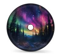 Entemne Northern Light Aurora Spare Tyre Cover with Backup Camera Hole 14 In Dust-Proof Waterproof Tire Cover for RV Trailer Jeep SUV Wheel Protector for Diameter 69CM/27in