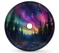 Entemne Northern Light Aurora Spare Tyre Cover with Backup Camera Hole 17 In Dust-Proof Waterproof Tire Cover for RV Trailer Jeep SUV Wheel Protector for Diameter 83CM/33in