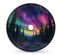 Entemne Northern Lights Aurora View Spare Tyre Cover with Backup Camera Hole 15 In Dust-Proof Waterproof Tire Cover for RV Trailer Jeep SUV Wheel Protector for Diameter 74CM/29in