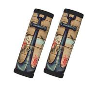 Entemne Ocean Anchor Flowers Vintage Wooden Luggage Handle Wraps 2 Pack Luggage Identifiers for Suitcase Soft Neoprene Handle Covers for Trolley Door Handles Grip Travel Accessories