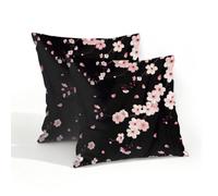 Entemne Outdoor Cushion Covers 45x45 cm Blossom Pink Cherry Flowers Throw Pillow Cover Waterproof Square Pillowcases Set of 2 for Patio Garden Furniture Couch Shams