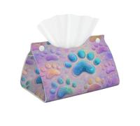 Entemne Rectangle Tissue Box Holder Pastel Colorful Dog Paw Print Tissue Box Cover Long Pu Leather Facial Paper Organizer Dispenser Cover for Car Office Kitchen Bathroom