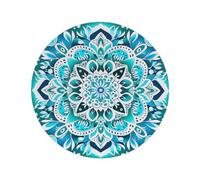 Entemne Round Placemat 1 Pc Teal Blue Mandala Flowers Placemats Washable Heat Resistant Dining Table Mats for Party Home Decor Everyday Use