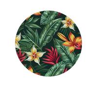 Entemne Round Placemat 1 Pc Tropical Leaves Flowers Placemats Washable Heat Resistant Dining Table Mats for Party Home Decor Everyday Use