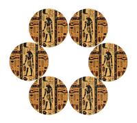 Entemne Round Placemat Set of 6 Ancient Hieroglyphs Egyptian Placemats Washable Heat Resistant Dining Table Mats for Party Home Decor Everyday Use