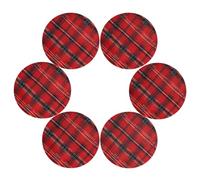 Entemne Round Placemat Set of 6 Red Tartan Check Pattern Placemats Washable Heat Resistant Dining Table Mats for Party Home Decor Everyday Use