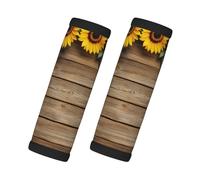 Entemne Rustic Wooden Sunflowers Luggage Handle Wraps 2 Pack Luggage Identifiers for Suitcase Soft Neoprene Handle Covers for Trolley Door Handles Grip Travel Accessories
