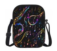 Entemne Small Crossbody Bag Abstract Crooked Musical Note Lightweight Phone Bag Water-Ressitant Small Shoulder Handbag with 3 Pockets and Adjustable Strap for Women Men Daily Use