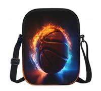 Entemne Small Crossbody Bag Cool Ice Fire Basketball Lightweight Phone Bag Water-Ressitant Small Shoulder Handbag with 3 Pockets and Adjustable Strap for Women Men Daily Use