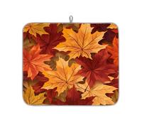 Entemne Small Dish Drying Mat 40x46cm Fall Maple Leaves Autumn Drying Mat for Kitchen Counter Protector Absorbent Heat Resistant Coffee Bar Mats Drainer Rack Pad