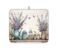 Entemne Small Dish Drying Mat 40x46cm Lavender Flowers Art Drying Mat for Kitchen Counter Protector Absorbent Heat Resistant Coffee Bar Mats Drainer Rack Pad