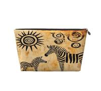 Entemne Small Makeup Bag African Ancient Zebra Art Waterproof PVC Leather Cosmetic Organiser Bag Women Girls Portable Travel Toiletry Pouch for Handbag Gym Gifts