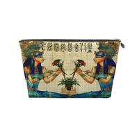 Entemne Small Makeup Bag Ancient Egyptian Women Papyrus Waterproof PVC Leather Cosmetic Organiser Bag Women Girls Portable Travel Toiletry Pouch for Handbag Gym Gifts