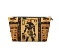 Entemne Small Makeup Bag Ancient Hieroglyphs Egyptian Waterproof PVC Leather Cosmetic Organiser Bag Women Girls Portable Travel Toiletry Pouch for Handbag Gym Gifts