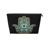 Entemne Small Makeup Bag Boho Evil Eyes Floral Waterproof PVC Leather Cosmetic Organiser Bag Women Girls Portable Travel Toiletry Pouch for Handbag Gym Gifts