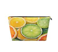 Entemne Small Makeup Bag Colorful Grapefruit Slices Waterproof PVC Leather Cosmetic Organiser Bag Women Girls Portable Travel Toiletry Pouch for Handbag Gym Gifts