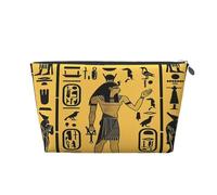 Entemne Small Makeup Bag Egyptian Papyrus Horus King Waterproof PVC Leather Cosmetic Organiser Bag Women Girls Portable Travel Toiletry Pouch for Handbag Gym Gifts