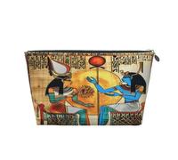 Entemne Small Makeup Bag Egyptian Papyrus King Queen Waterproof PVC Leather Cosmetic Organiser Bag Women Girls Portable Travel Toiletry Pouch for Handbag Gym Gifts