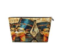 Entemne Small Makeup Bag Egyptian Pharaohs Ancient Waterproof PVC Leather Cosmetic Organiser Bag Women Girls Portable Travel Toiletry Pouch for Handbag Gym Gifts