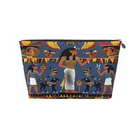 Entemne Small Makeup Bag Egyptian Pharaohs Symbols Waterproof PVC Leather Cosmetic Organiser Bag Women Girls Portable Travel Toiletry Pouch for Handbag Gym Gifts