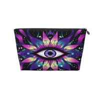 Entemne Small Makeup Bag Evil Eye Art Painting Waterproof PVC Leather Cosmetic Organiser Bag Women Girls Portable Travel Toiletry Pouch for Handbag Gym Gifts
