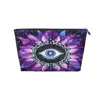Entemne Small Makeup Bag Evil Eyes Mandala Flower Waterproof PVC Leather Cosmetic Organiser Bag Women Girls Portable Travel Toiletry Pouch for Handbag Gym Gifts