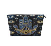 Entemne Small Makeup Bag Hamsa Evil Eyes Boho Waterproof PVC Leather Cosmetic Organiser Bag Women Girls Portable Travel Toiletry Pouch for Handbag Gym Gifts