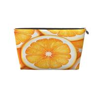 Entemne Small Makeup Bag Orange Lemon Slices Waterproof PVC Leather Cosmetic Organiser Bag Women Girls Portable Travel Toiletry Pouch for Handbag Gym Gifts
