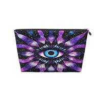 Entemne Small Makeup Bag Purple Evil Eyes Ethnic Waterproof PVC Leather Cosmetic Organiser Bag Women Girls Portable Travel Toiletry Pouch for Handbag Gym Gifts
