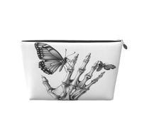 Entemne Small Makeup Bag Skeletal Hand Butterfly Art Waterproof PVC Leather Cosmetic Organiser Bag Women Girls Portable Travel Toiletry Pouch for Handbag Gym Gifts
