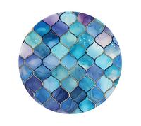 Entemne Small Round Mouse Mat Blue Purple Morocco Geometric Pattern Non-Slip Rubber Base Mouse Pad 20cm Computer Mousepad Portable Washable Desk Mat For Office Laptop Gaming Gift, 1 Pc