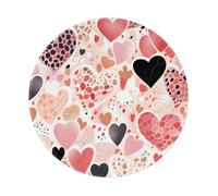 Entemne Small Round Mouse Mat Colorful Leopard Love Hearts Non-Slip Rubber Base Mouse Pad 20cm Computer Mousepad Portable Washable Desk Mat For Office Laptop Gaming Gift, 1 Pc