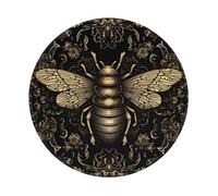 Entemne Small Round Mouse Mat Cool Bee Retro Painting Non-Slip Rubber Base Mouse Pad 20cm Computer Mousepad Portable Washable Desk Mat For Office Laptop Gaming Gift, 4 Pcs