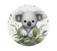 Entemne Small Round Mouse Mat Cute Koala Bear Eucalyptus Leaf Non-Slip Rubber Base Mouse Pad 20cm Computer Mousepad Portable Washable Desk Mat For Office Laptop Gaming Gift, 2 Pcs