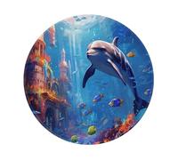 Entemne Small Round Mouse Mat Dolphin Underwater Tropical Fish Pattern Non-Slip Rubber Base Mouse Pad 20cm Computer Mousepad Portable Washable Desk Mat For Office Laptop Gaming Gift, 4 Pcs