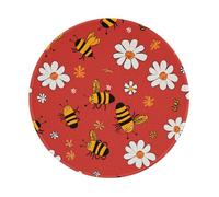 Entemne Small Round Mouse Mat Flower Floral Bee Non-Slip Rubber Base Mouse Pad 20cm Computer Mousepad Portable Washable Desk Mat For Office Laptop Gaming Gift, 2 Pcs