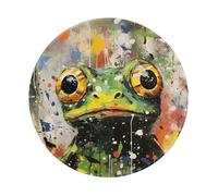 Entemne Small Round Mouse Mat Frog Funny Art Painting Non-Slip Rubber Base Mouse Pad 20cm Computer Mousepad Portable Washable Desk Mat For Office Laptop Gaming Gift, 2 Pcs