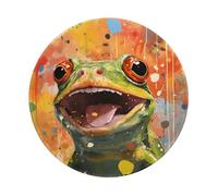 Entemne Small Round Mouse Mat Funny Frog Graffiti Non-Slip Rubber Base Mouse Pad 20cm Computer Mousepad Portable Washable Desk Mat For Office Laptop Gaming Gift, 1 Pc