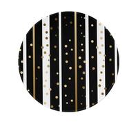 Entemne Small Round Mouse Mat Gold Polka Dots Lines Non-Slip Rubber Base Mouse Pad 20cm Computer Mousepad Portable Washable Desk Mat For Office Laptop Gaming Gift, 1 Pc