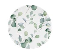 Entemne Small Round Mouse Mat Green Eucalyptus Leaves Pattern Non-Slip Rubber Base Mouse Pad 20cm Computer Mousepad Portable Washable Desk Mat For Office Laptop Gaming Gift, 1 Pc