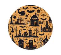 Entemne Small Round Mouse Mat Halloween Pumpkins Pattern Castle Bats Non-Slip Rubber Base Mouse Pad 20cm Computer Mousepad Portable Washable Desk Mat For Office Laptop Gaming Gift, 4 Pcs